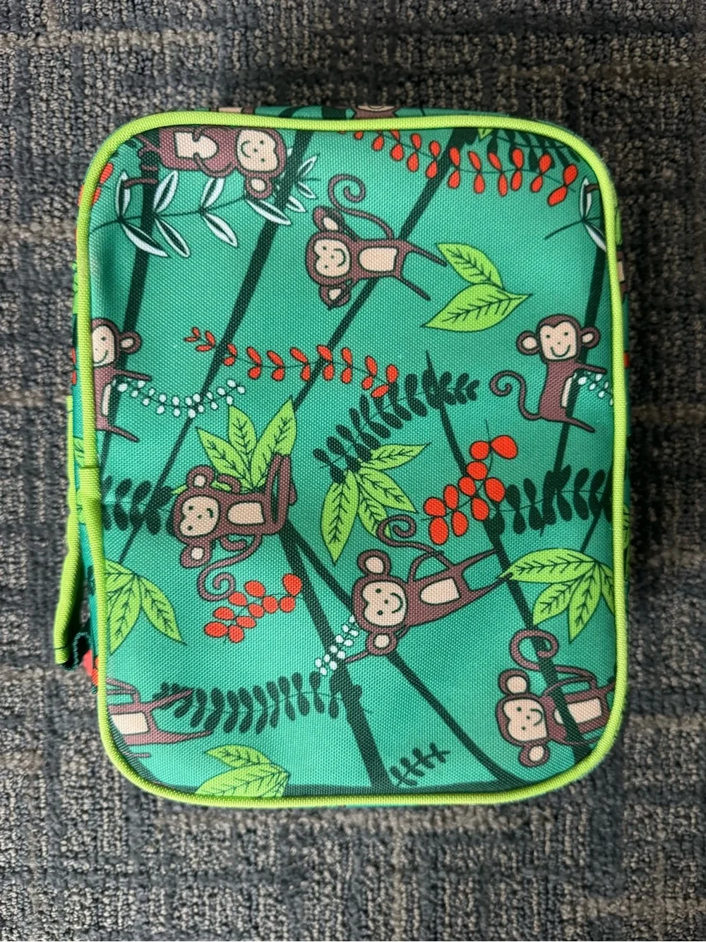 Cheeky Kids Monkey Jungle Insulated Lunch Box Cooler School Snack Bag Green O/S